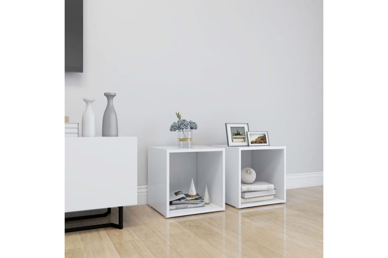 TV-bänk 2 st vit 37x35x37 cm spånskiva - Vit - Möbler - Tv möbel & mediamöbel - TV bänk & mediabänk