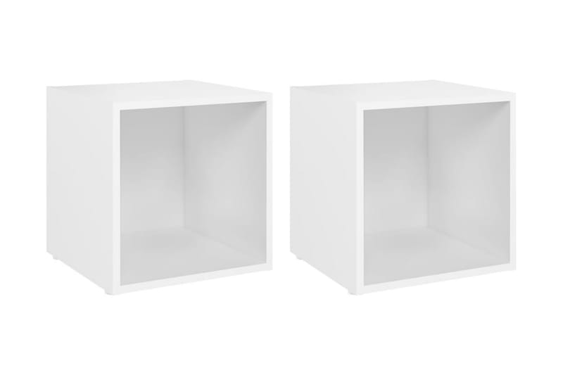 TV-bänk 2 st vit 37x35x37 cm spånskiva - Vit - Möbler - Tv möbel & mediamöbel - TV bänk & mediabänk