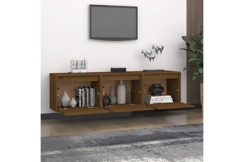 Tv-bänk 3 st honungsbrun massiv furu - Brun - Möbler - Tv möbel & mediamöbel - TV bänk & mediabänk