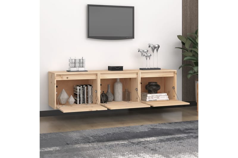 Tv-bänk 3 st massiv furu - Brun - Möbler - Tv möbel & mediamöbel - TV bänk & mediabänk