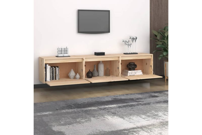 Tv-bänk 3 st massiv furu - Brun - Möbler - Tv möbel & mediamöbel - TV bänk & mediabänk