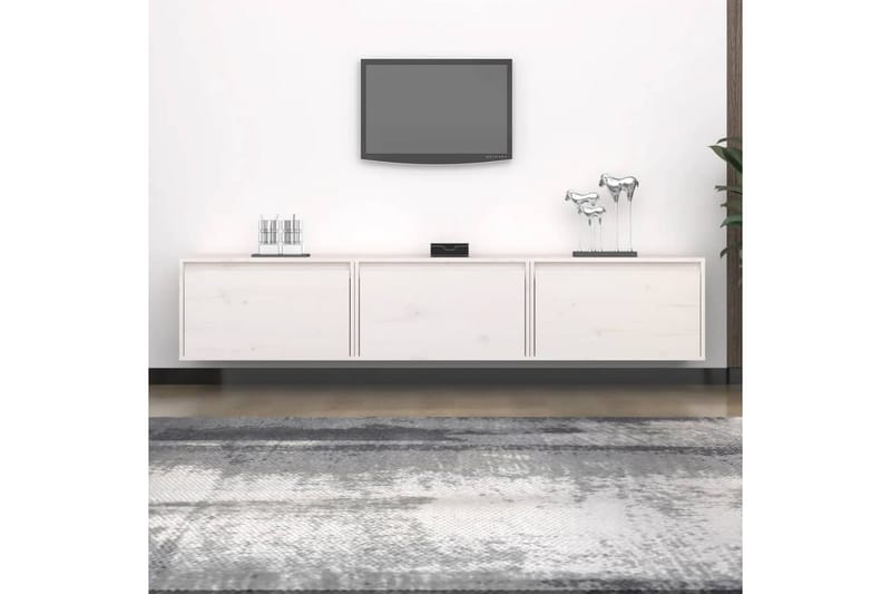 Tv-bänk 3 st vit massiv furu - Vit - Möbler - Tv möbel & mediamöbel - TV bänk & mediabänk