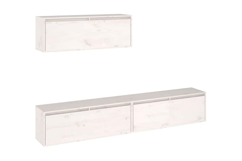 Tv-bänk 3 st vit massiv furu - Vit - Möbler - Tv möbel & mediamöbel - TV bänk & mediabänk