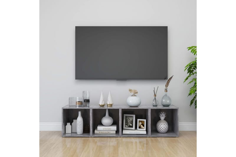 TV-bänk 4 st betonggrå 37x35x37 cm spånskiva - Grå - Möbler - Tv möbel & mediamöbel - TV bänk & mediabänk
