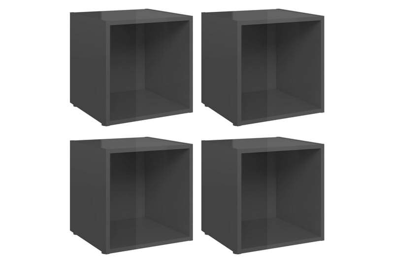 TV-bänk 4 st grå högglans 37x35x37 cm spånskiva - Grå - Möbler - Tv möbel & mediamöbel - TV bänk & mediabänk