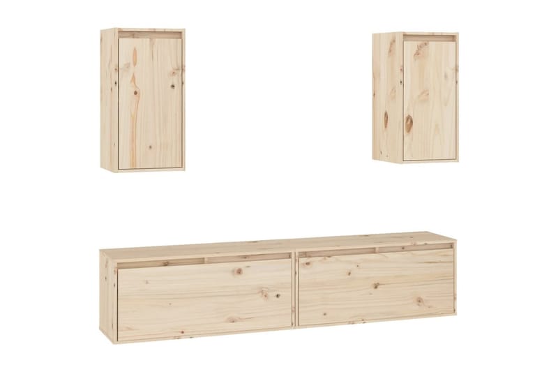 Tv-bänk 4 st massiv furu - Brun - Möbler - Tv möbel & mediamöbel - TV bänk & mediabänk