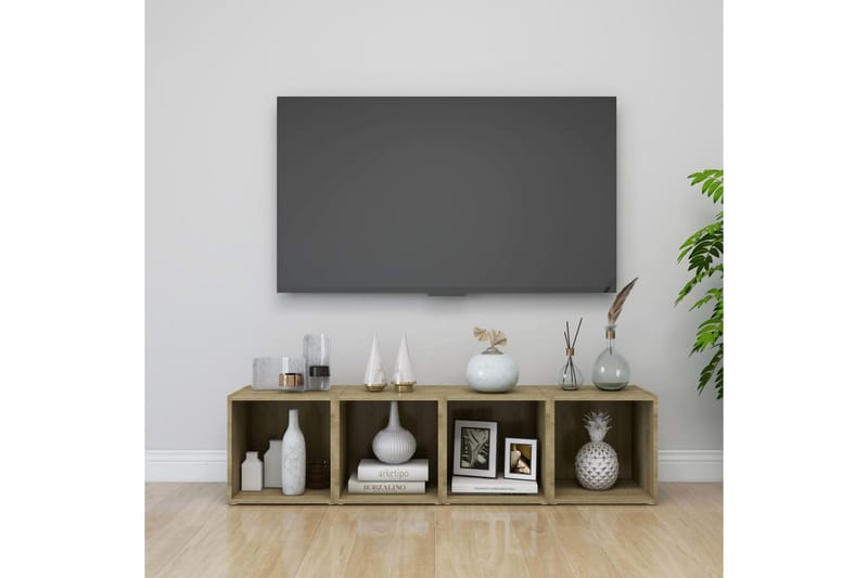 TV-bänk 4 st sonoma-ek 37x35x37 cm spånskiva - Brun - Möbler - Tv möbel & mediamöbel - TV bänk & mediabänk