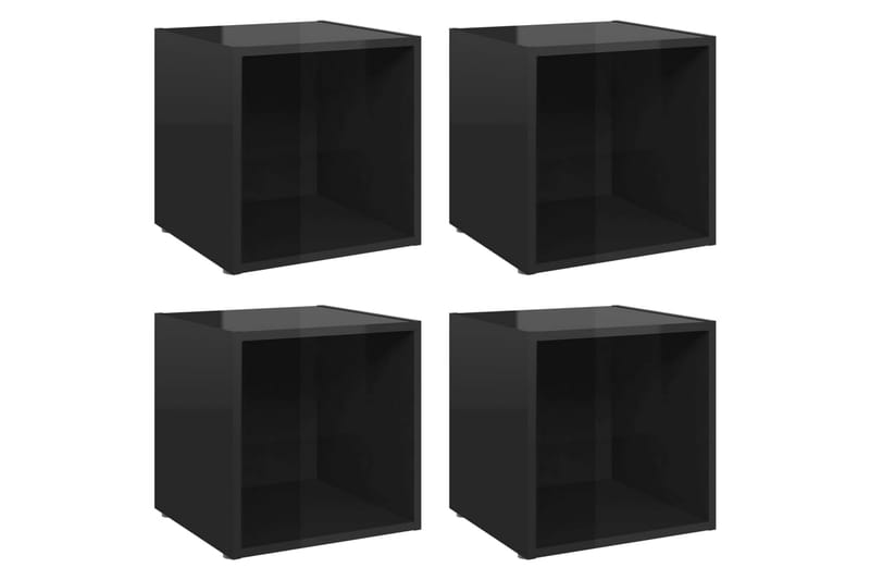 TV-bänk 4 st svart högglans 37x35x37 cm spånskiva - Svart - Möbler - Tv möbel & mediamöbel - TV bänk & mediabänk