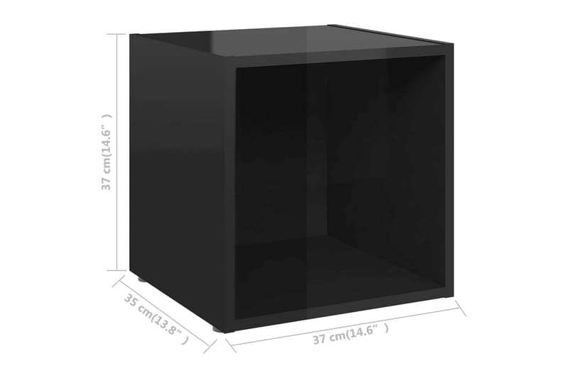 TV-bänk 4 st svart högglans 37x35x37 cm spånskiva - Svart - Möbler - Tv möbel & mediamöbel - TV bänk & mediabänk