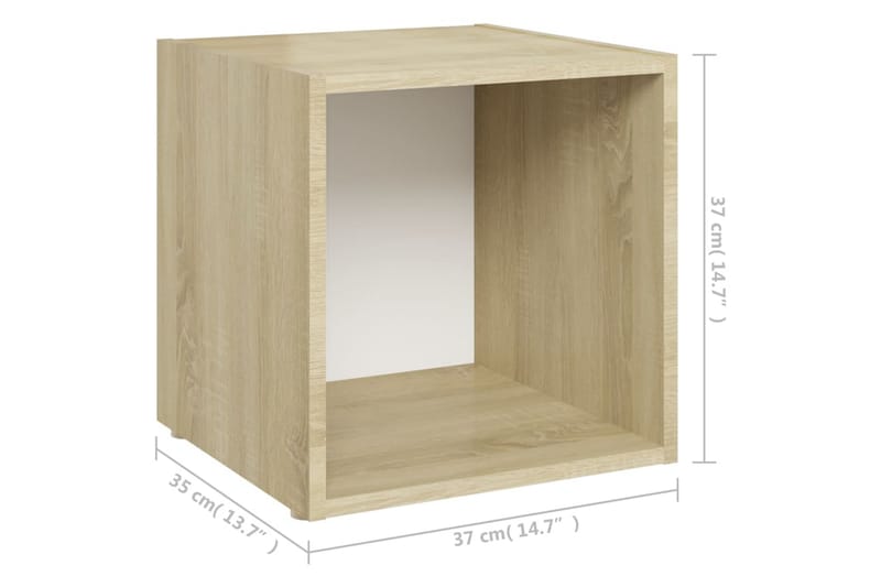 TV-bänk 4 st vit och sonoma-ek 37x35x37 cm spånskiva - Vit - Möbler - Tv möbel & mediamöbel - TV bänk & mediabänk