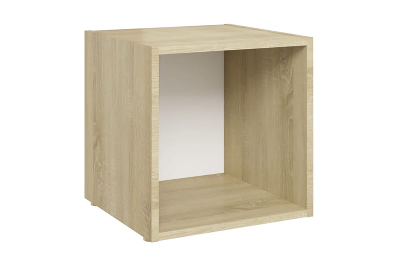 TV-bänk 4 st vit och sonoma-ek 37x35x37 cm spånskiva - Vit - Möbler - Tv möbel & mediamöbel - TV bänk & mediabänk