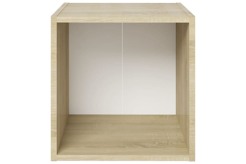 TV-bänk 4 st vit och sonoma-ek 37x35x37 cm spånskiva - Vit - Möbler - Tv möbel & mediamöbel - TV bänk & mediabänk