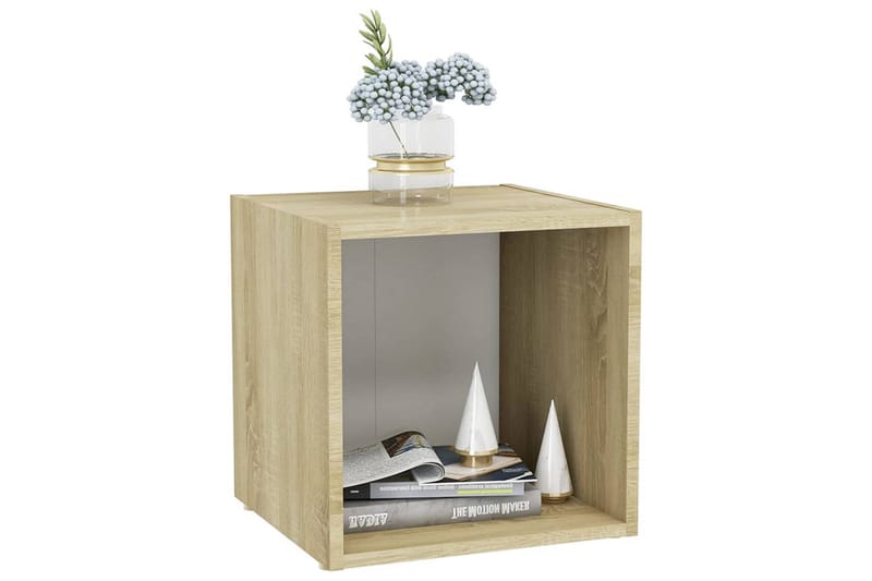 TV-bänk 4 st vit och sonoma-ek 37x35x37 cm spånskiva - Vit - Möbler - Tv möbel & mediamöbel - TV bänk & mediabänk