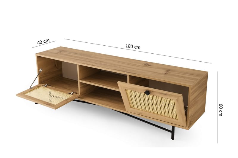 Tv-bänk 40x180 cm - Natur/Svart - Möbler - Tv möbel & mediamöbel - TV bänk & mediabänk