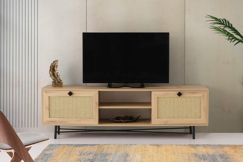 Tv-bänk 40x180 cm - Natur/Svart - Möbler - Tv möbel & mediamöbel - TV bänk & mediabänk
