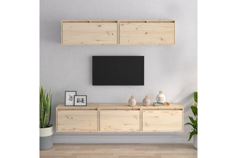 Tv-bänk 5 st massiv furu - Brun - Möbler - Tv möbel & mediamöbel - TV bänk & mediabänk