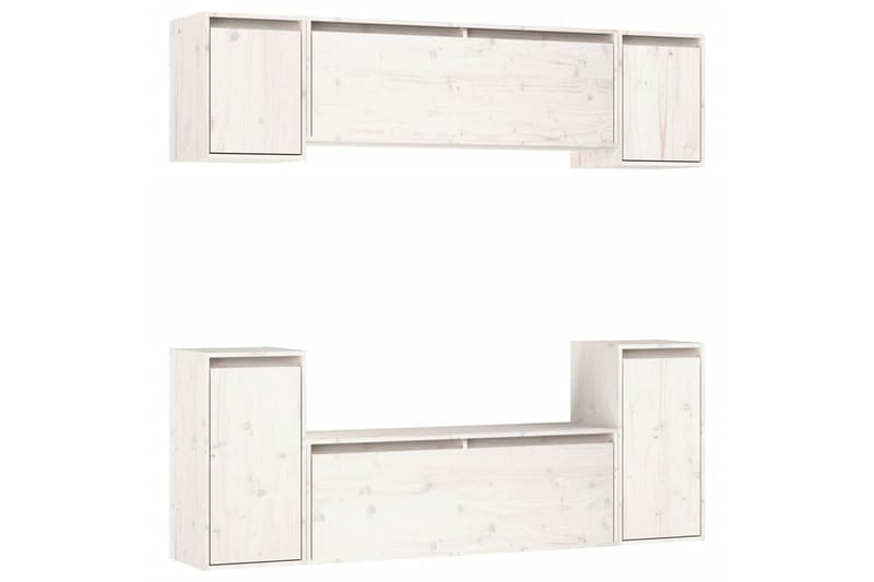 Tv-bänk 6 delar vit massiv furu - Vit - Möbler - Tv möbel & mediamöbel - TV bänk & mediabänk