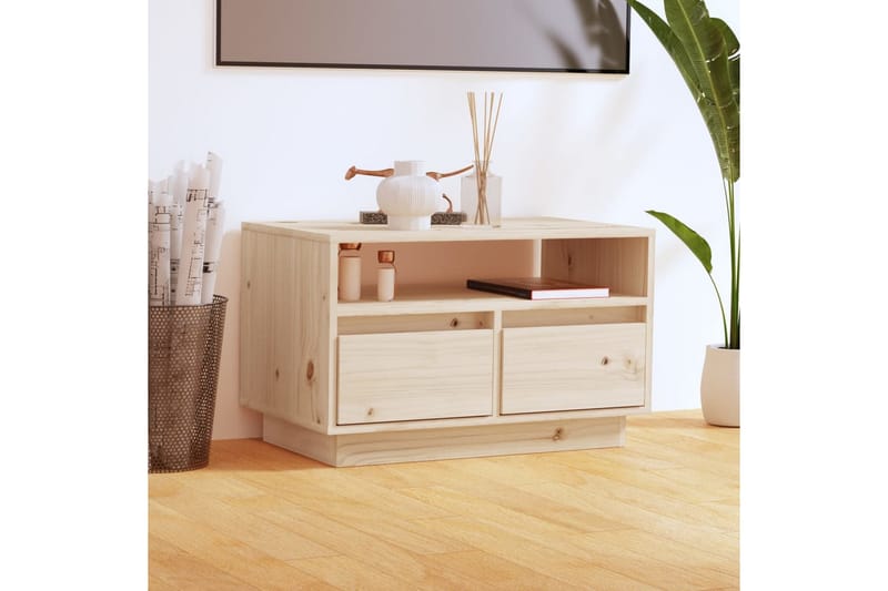 Tv-bänk 60x35x37 cm massiv furu - Brun - Möbler - Tv möbel & mediamöbel - TV bänk & mediabänk