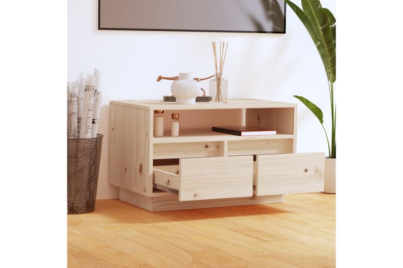 Tv-bänk 60x35x37 cm massiv furu - Brun - Möbler - Tv möbel & mediamöbel - TV bänk & mediabänk