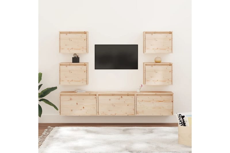 Tv-bänk 7 st massiv furu - Brun - Möbler - Tv möbel & mediamöbel - TV bänk & mediabänk