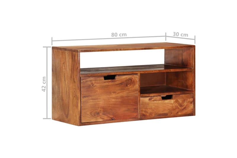 TV-bänk 80x30x42 cm massivt akaciaträ - Brun - Möbler - Tv möbel & mediamöbel - TV bänk & mediabänk