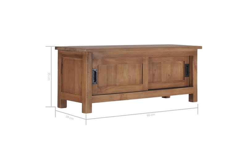 TV-bänk 90x30x35 cm massiv teak - Brun - Möbler - Tv möbel & mediamöbel - TV bänk & mediabänk