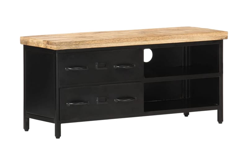 TV-bänk 90x30x41 cm grovt mangoträ - Svart - Möbler - Tv möbel & mediamöbel - TV bänk & mediabänk