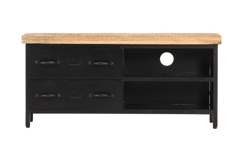 TV-bänk 90x30x41 cm grovt mangoträ - Svart - Möbler - Tv möbel & mediamöbel - TV bänk & mediabänk