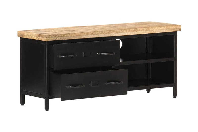 TV-bänk 90x30x41 cm grovt mangoträ - Svart - Möbler - Tv möbel & mediamöbel - TV bänk & mediabänk