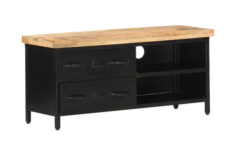 TV-bänk 90x30x41 cm grovt mangoträ - Svart - Möbler - Tv möbel & mediamöbel - TV bänk & mediabänk