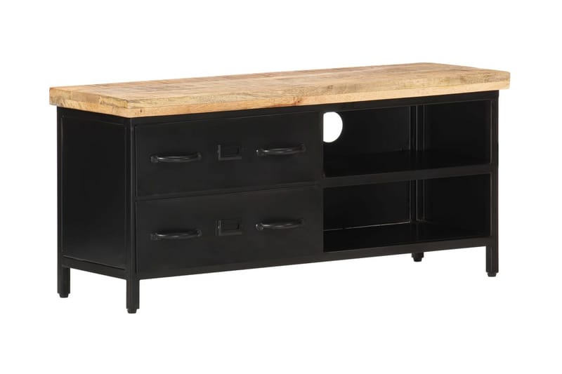 TV-bänk 90x30x41 cm grovt mangoträ - Svart - Möbler - Tv möbel & mediamöbel - TV bänk & mediabänk