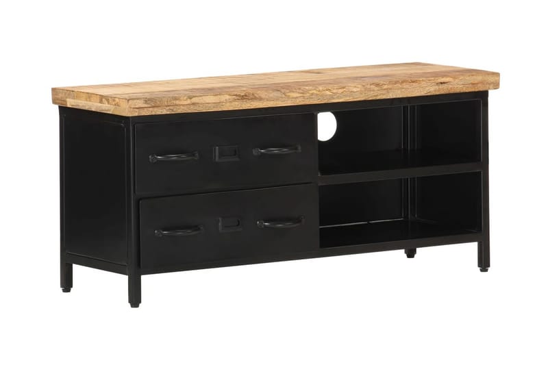 TV-bänk 90x30x41 cm grovt mangoträ - Svart - Möbler - Tv möbel & mediamöbel - TV bänk & mediabänk