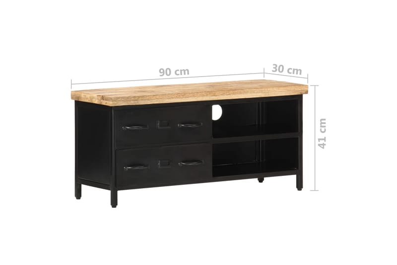 TV-bänk 90x30x41 cm grovt mangoträ - Svart - Möbler - Tv möbel & mediamöbel - TV bänk & mediabänk