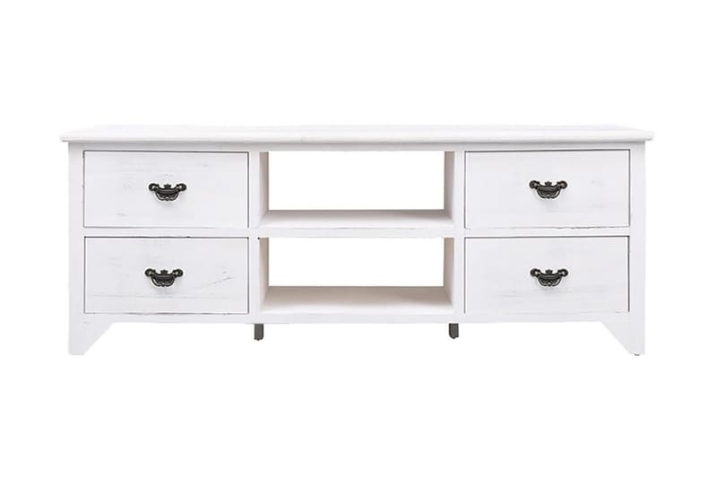 Tv-bänk antikvit 108x30x40 cm massivt kejsarträ - Vit - Möbler - Tv möbel & mediamöbel - TV bänk & mediabänk