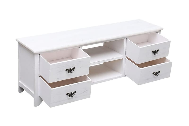 Tv-bänk antikvit 108x30x40 cm massivt kejsarträ - Vit - Möbler - Tv möbel & mediamöbel - TV bänk & mediabänk