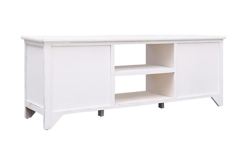 Tv-bänk antikvit 108x30x40 cm massivt kejsarträ - Vit - Möbler - Tv möbel & mediamöbel - TV bänk & mediabänk