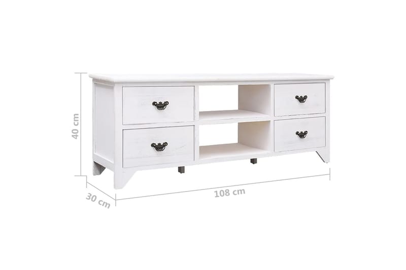 Tv-bänk antikvit 108x30x40 cm massivt kejsarträ - Vit - Möbler - Tv möbel & mediamöbel - TV bänk & mediabänk