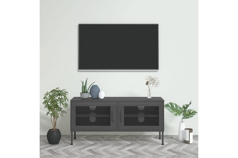 Tv-bänk antracit 105x35x50 cm stål - Grå - Möbler - Tv möbel & mediamöbel - TV bänk & mediabänk