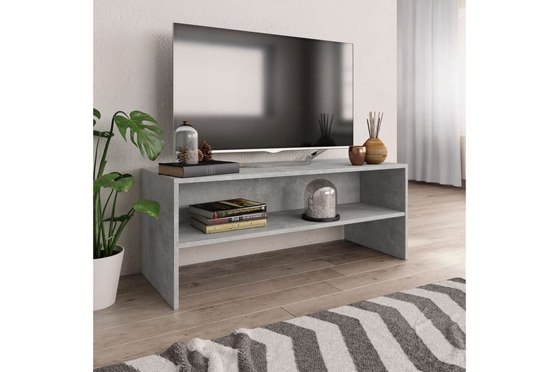 TV-bänk betonggrå 100x40x40 cm spånskiva - Grå - Möbler - Tv möbel & mediamöbel - TV bänk & mediabänk