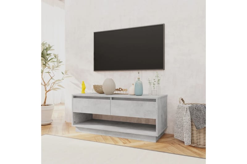 TV-bänk betonggrå 102x41x44 cm spånskiva - Grå - Möbler - Tv möbel & mediamöbel - TV bänk & mediabänk