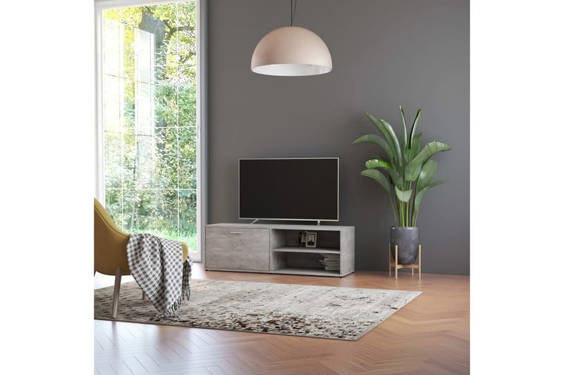 TV-bänk betonggrå 120x34x37 cm spånskiva - Grå - Möbler - Tv möbel & mediamöbel - TV bänk & mediabänk