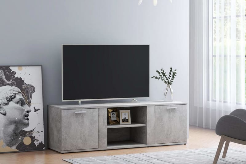 TV-bänk betonggrå 120x34x37 cm spånskiva - Grå - TV bänk & mediabänk