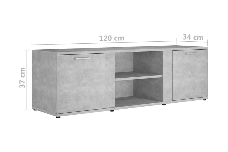 TV-bänk betonggrå 120x34x37 cm spånskiva - Grå - Möbler - Tv möbel & mediamöbel - TV bänk & mediabänk