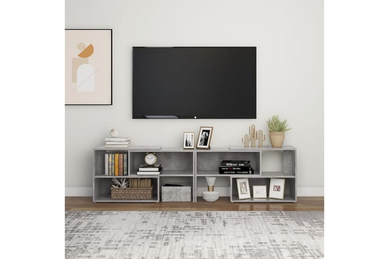 TV-bänk betonggrå 149x30x52 cm spånskiva - Grå - Möbler - Tv möbel & mediamöbel - TV bänk & mediabänk