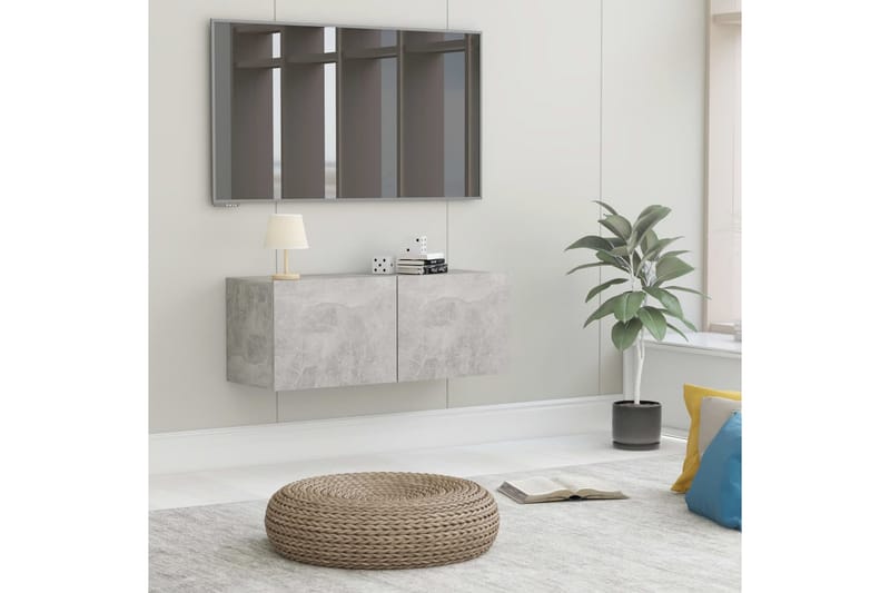 TV-bänk betonggrå 80x30x30 cm spånskiva - Grå - Möbler - Tv möbel & mediamöbel - TV bänk & mediabänk