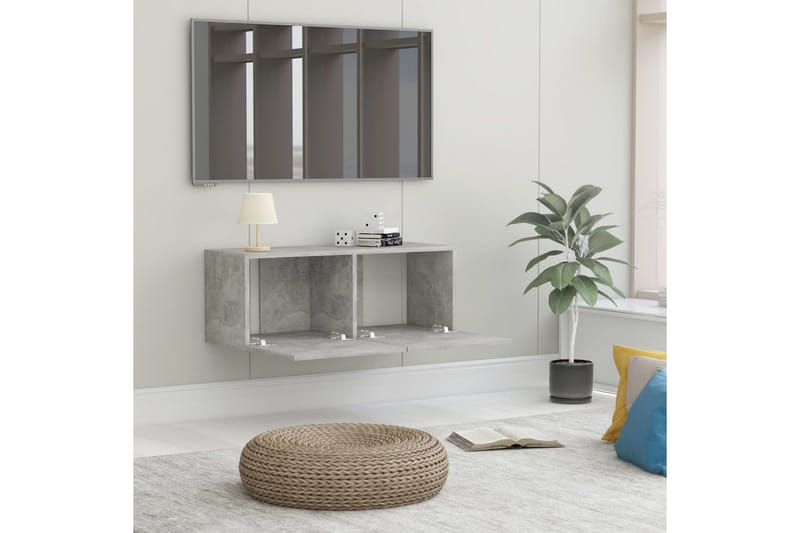 TV-bänk betonggrå 80x30x30 cm spånskiva - Grå - Möbler - Tv möbel & mediamöbel - TV bänk & mediabänk