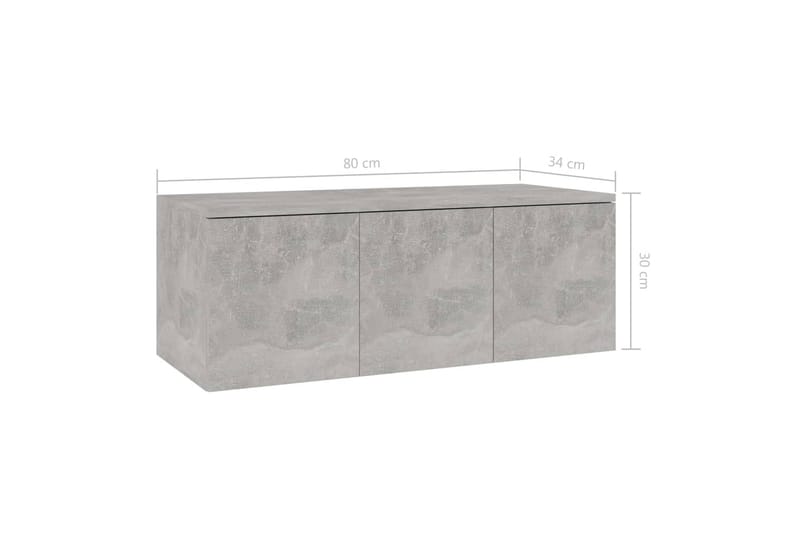 TV-bänk betonggrå 80x34x30 cm spånskiva - Grå - Möbler - Tv möbel & mediamöbel - TV bänk & mediabänk