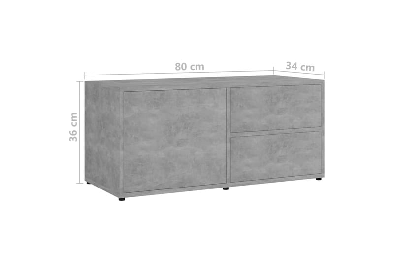TV-bänk betonggrå 80x34x36 cm spånskiva - Grå - Möbler - Tv möbel & mediamöbel - TV bänk & mediabänk