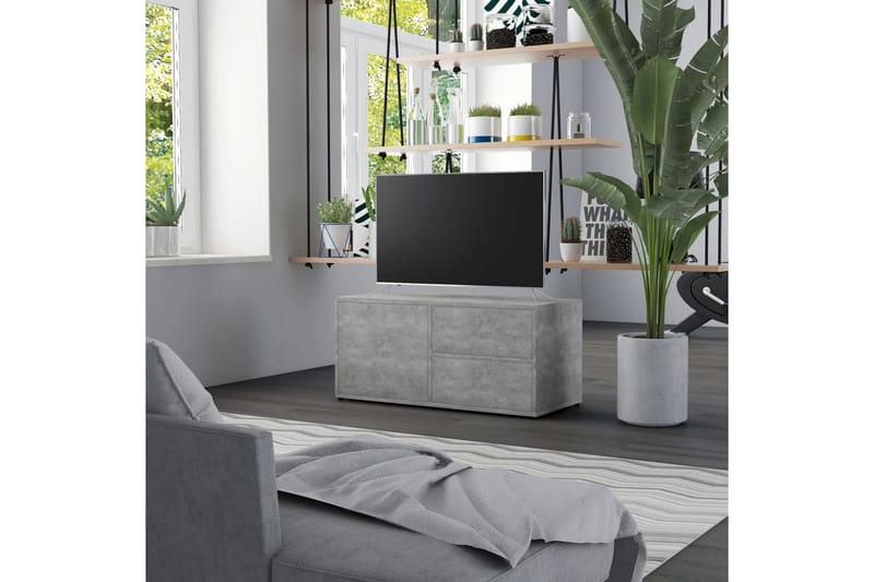 TV-bänk betonggrå 80x34x36 cm spånskiva - Grå - Möbler - Tv möbel & mediamöbel - TV bänk & mediabänk