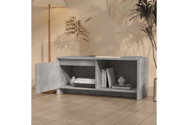 TV-bänk betonggrå 90x35x40 cm spånskiva - Grå - Möbler - Tv möbel & mediamöbel - TV bänk & mediabänk